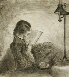 A Lady Reading, 1858. Creator: Francis Seymour Haden.