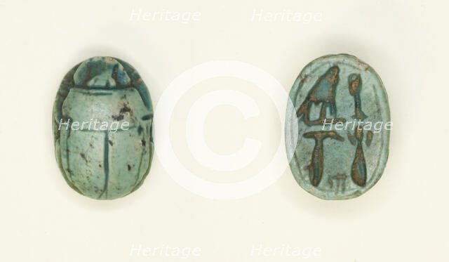 Scarab: Falcon and Hieroglyphs, Egypt, New Kingdom-Late Period, Dynasties 18-26 (abt 1550-525 BCE). Creator: Unknown.
