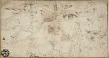 Sketches of Heads, Eyes, Ear, and Mouth, 1600/11. Creator: Jacopo Palma.
