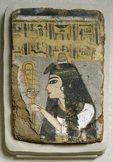 Wall Painting: Woman Holding a Sistrum, c1250-1200 BCE. Creator: Unknown.
