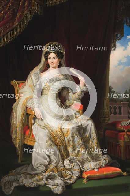 Portrait of Empress Caroline Augusta of Austria (1792-1873), 1824. Creator: Krafft, Johann Peter (1780-1856).