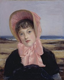 The pink sun-bonnet, 1883. Creator: Jacques Emile Blanche.