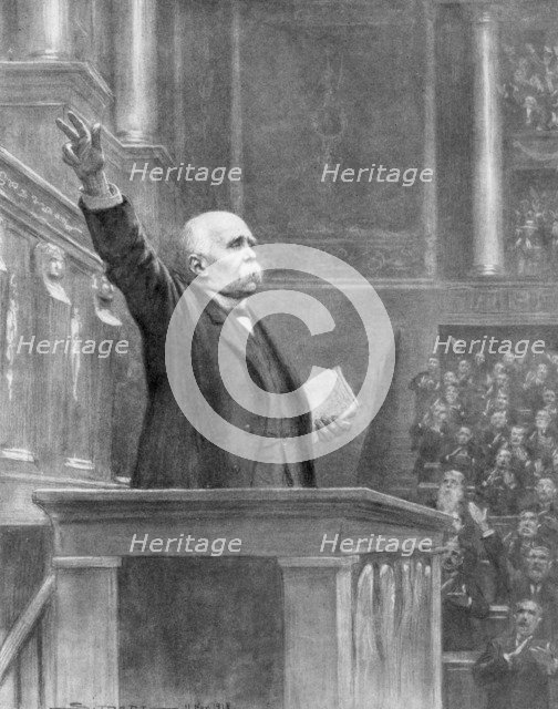 Prime Minister Georges Clemenceau announces the end of the war, 11am, 11 November 1918 (1926).Artist: J Simont
