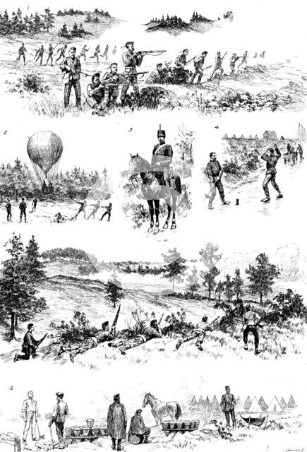 Manoeuvres of the First Army Corps in and around Wolmer Forest, Hampshire, 1890. Creator: Carl Hentschel.