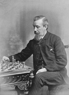 Portrait of the chess player Joseph Henry Blackburne, 1896.  Creator: George Bradshaw.