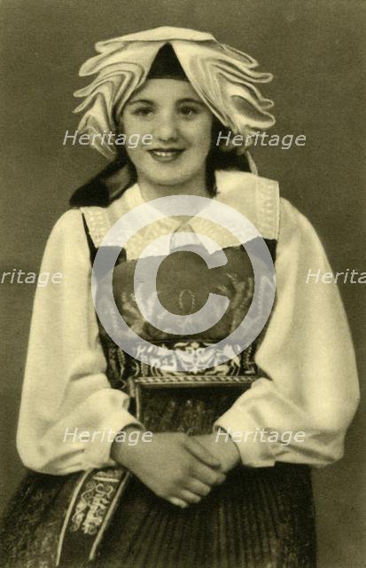 Girl in traditional costume, Gailtal, Austria, c1935.  Creator: Unknown.
