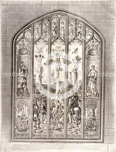 East window in St Margaret, Westminster, depicting the crucifixion, London, 1800. Artist: Anon