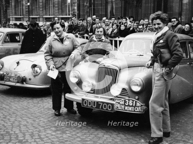Three women with a Sunbeam Talbot, Monte Carlo Rally, 18th January 1954. Artist: Unknown
