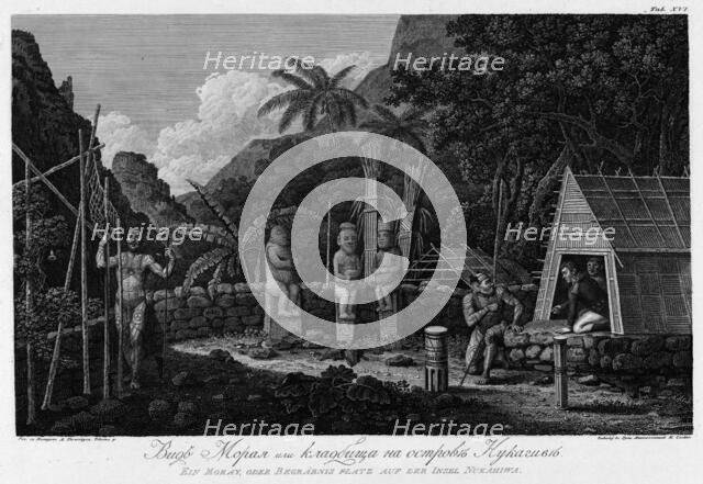 View of Cemetery on Nukagiva Island, 1813. Creator: Koz'ma Vasil'evich Chesky.