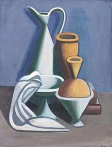 Still Life with Water Jug, Towel and Jars, 1929. Creator: Vilhelm Lundstrom.