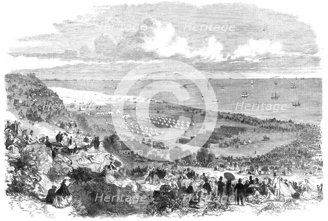 Encampment and review of the Suffolk Volunteer Corps at Lowestoft, 1865. Creator: Unknown.