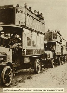 London buses taking Scottish troops to the front, First World War, 1914, (1935). Creator: Unknown.