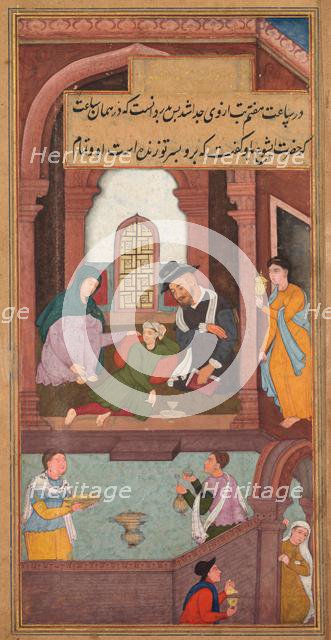 Jesus Heals the Nobleman's Son in Capernaum, from a Mirror of Holiness (Mir’at al-quds)..., 1602-160 Creator: Unknown.