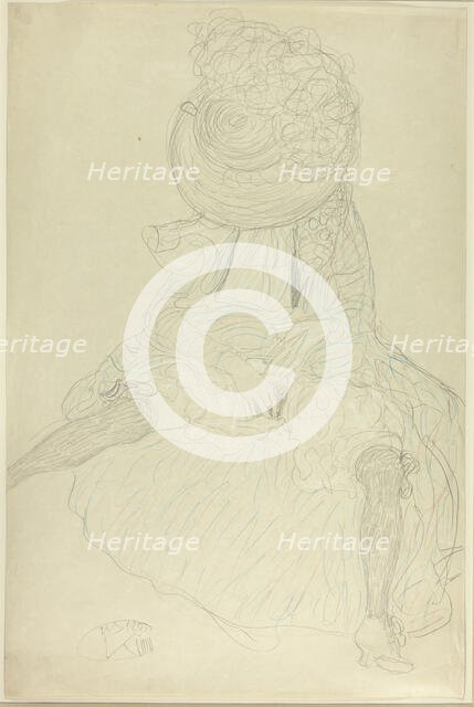 Seated Woman from the Front with Hat, Face Hooded, 1910. Creator: Gustav Klimt.