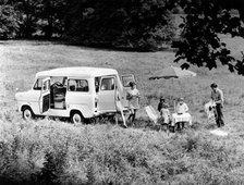 Family group with a 1968 Ford Explorer Camper van, (1968?). Artist: Unknown