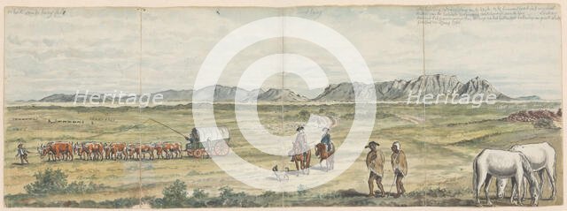 Khoikhoi and Settlers on Cape Plain, 1786. Creator: Jan Brandes.