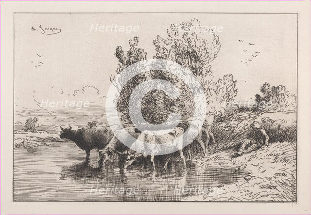 The Trough, 1864. Creator: Charles Emile Jacque.