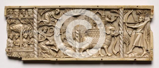 Panel from a Casket with Scenes from Courtly Romances, 1330-1350 or later. Creator: Unknown.