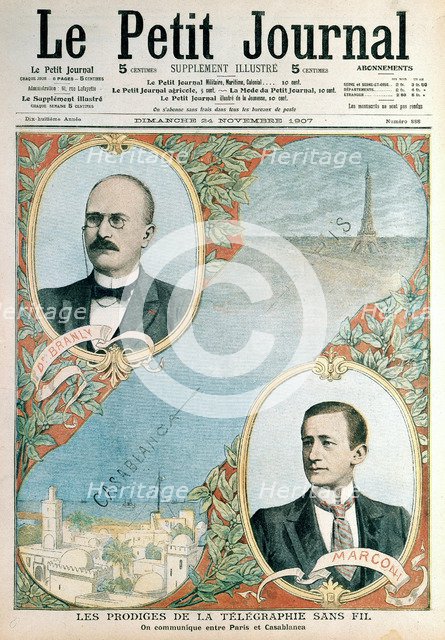 Opening of wireless telegraph link between Paris and Casablanca, 1907. Artist: Unknown