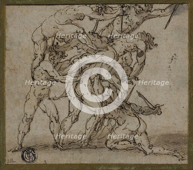 Male Nudes Locked in Combat with Daggers, n.d. Creator: Unknown.