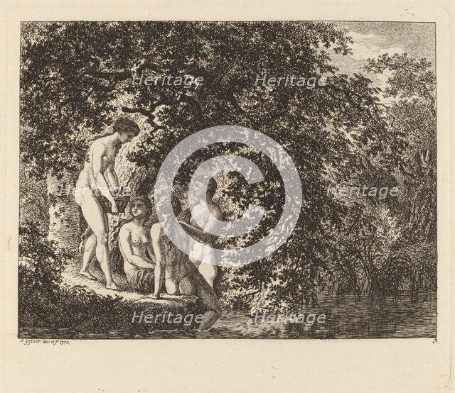 Girl Carrying a Basket of Fruit, 1770. Creator: Salomon Gessner.