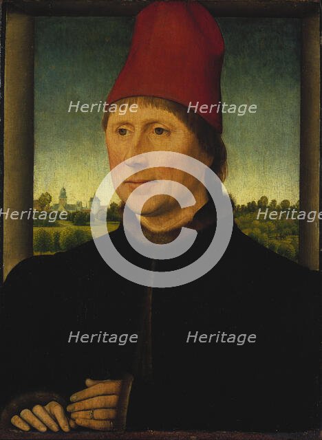Portrait of a Man Wearing a High Red Cap, c1470-1475. Creator: Hans Memling.