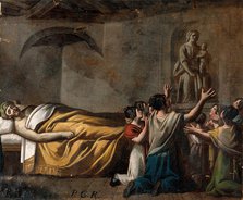 A man in bed, women praying to the Madonna del Parto. Creator: Unknown.