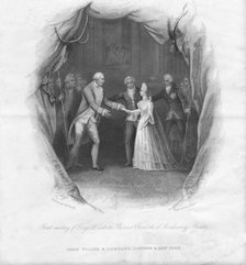 'First meeting of George III with the Princess Charlotte...', 1761, (mid 19th century). Creator: J Rogers.
