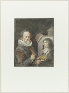 Portrait of Michiel van Mierevelt, holding Jacob Willemsz. Delff painting, 1792. Creator: Aert Schouman.