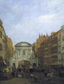 'Temple Bar from the Strand', London, 1873. Artist: William Henry Haines