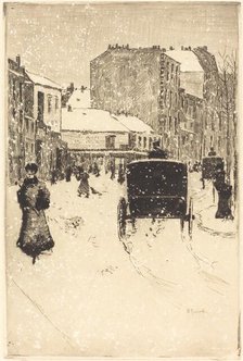 Boulevard Clichy in the Snow (Le boulevard Clichy par un temps de neige), 1876. Creator: Norbert Goeneutte.