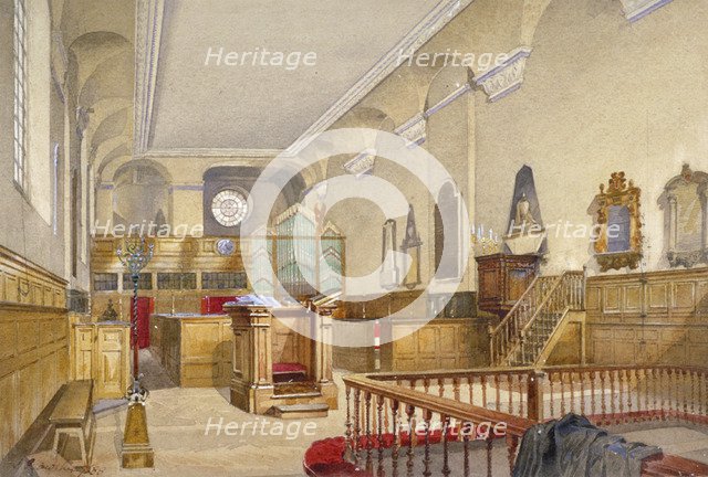 Interior view of St Michael's Church, Wood Street, City of London, 1888. Artist: John Crowther