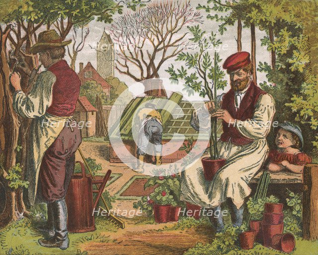 Gardening, 1871. Artist: Oskar Pletsch