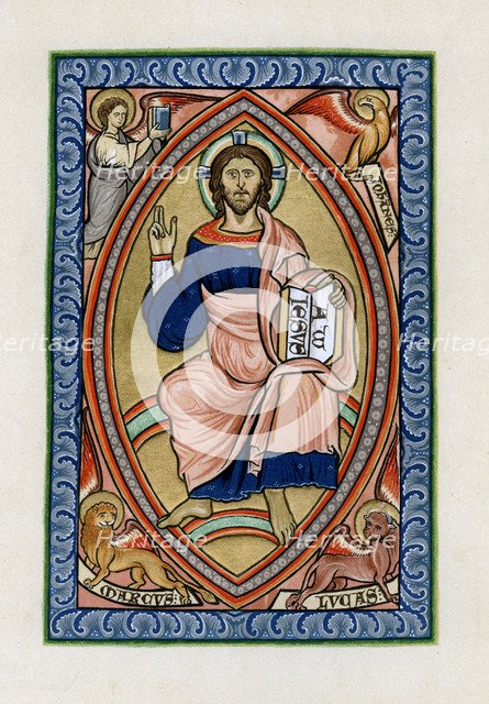Christ in glory with the symbols of the four Evangelists, c1200. Artist: Unknown