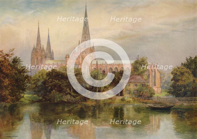 'Lichfield Cathedral', 1902, (1938). Artist: Richard Henry Wright.