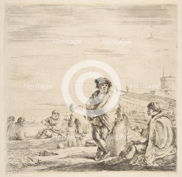 A standing sailor talking to a seated Levantine, ca. 1660. Creator: Stefano della Bella.