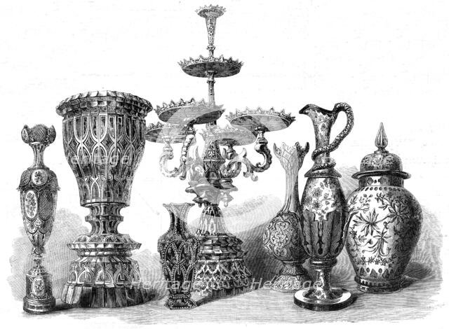 The International Exhibition: Bohemian glass, by Harrach and Hofmann, in the Austrian Court, 1862. Creator: Unknown.