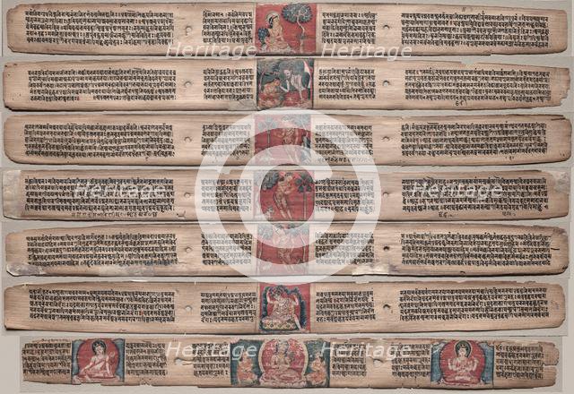 Seven Leaves from a Manuscript of the Gandavyuha-sutra..., 1000s-1100s. Creator: Unknown.