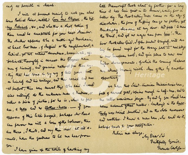 Letter from Thomas Carlyle to Macvey Napier, editor of the Edinburgh Review, 6th February 1832.Artist: Thomas Carlyle