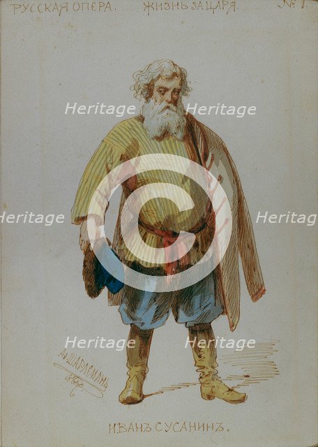 Costume design for the opera A Life for the Tsar by M. Glinka, 1887. Artist: Charlemagne, Adolf (1826-1901)