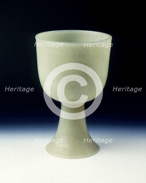 Jade stem cup, Chinese, 12th-14th century. Artist: Unknown