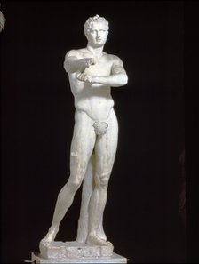Apoxyomenos, marble copy of a bronze original representing a boxer cleaning his right arm with a …
