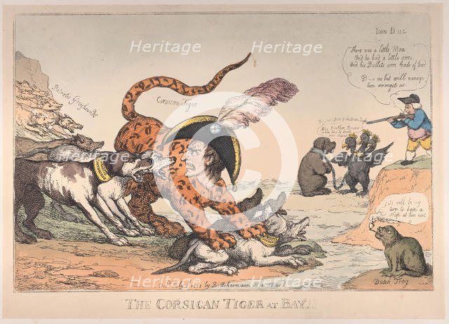 The Corsican Tiger at Bay!, July 8, 1808., July 8, 1808. Creator: Thomas Rowlandson.