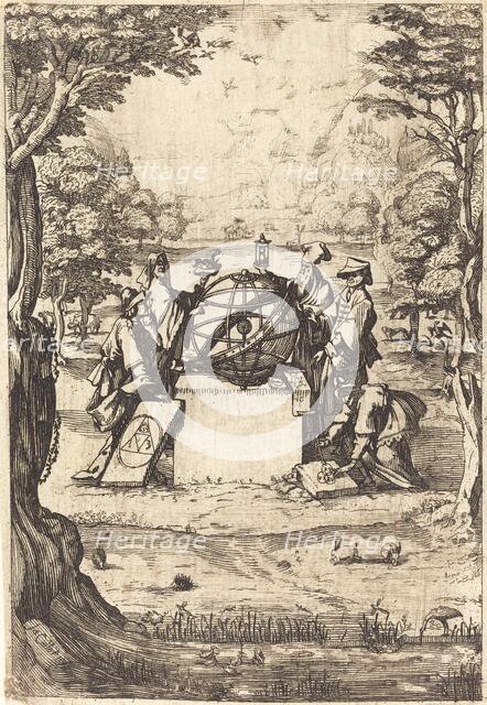 Frontispiece for the Sacred Cosmologia (Title With Astrologers). Creator: Unknown.