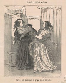 Ayant une discussion a propos de leur beauté, 19th century. Creator: Honore Daumier.
