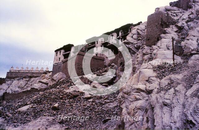 Shey Palace and Monastery, and chortens, Ladakh, India, 1988.  Creator: Amanda Waite.