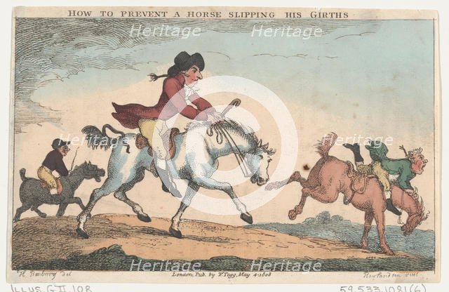 How to Prevent a Horse From Slipping His Girths, May 4, 1808., May 4, 1808. Creator: Thomas Rowlandson.