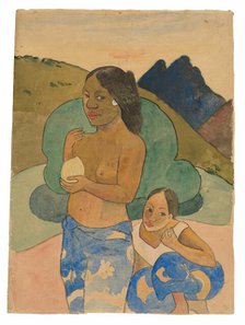 Two Tahitian Women in a Landscape, c. 1892. Creator: Paul Gauguin.