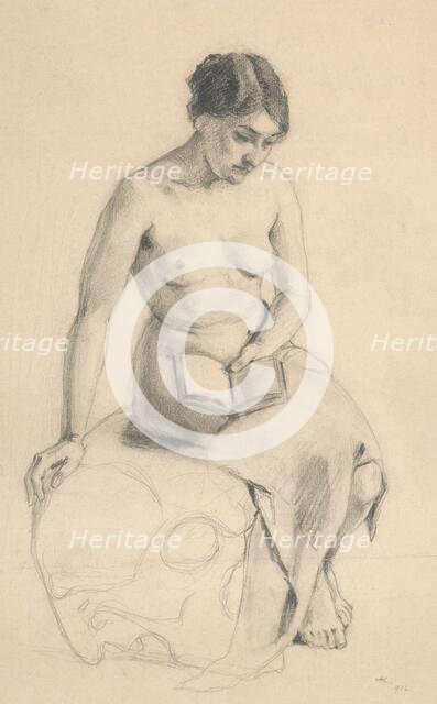 Study of a seated female nude, 1912. Creator: Andrej Kovacik.