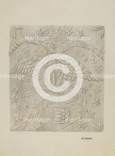 Applique Quilt (Detail), 1935/1942. Creator: Ruth Buker.